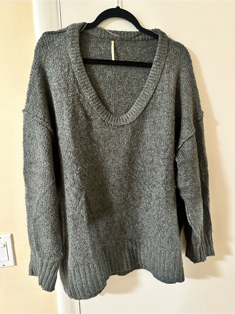 Free People Charcoal Gray Oversized Knit Sweater